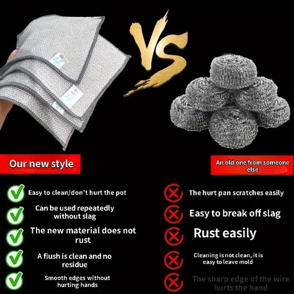 ZentoClean Non-Scratch Wire Cleaning Cloths – Multipurpose Reusable Dishwashing Rags