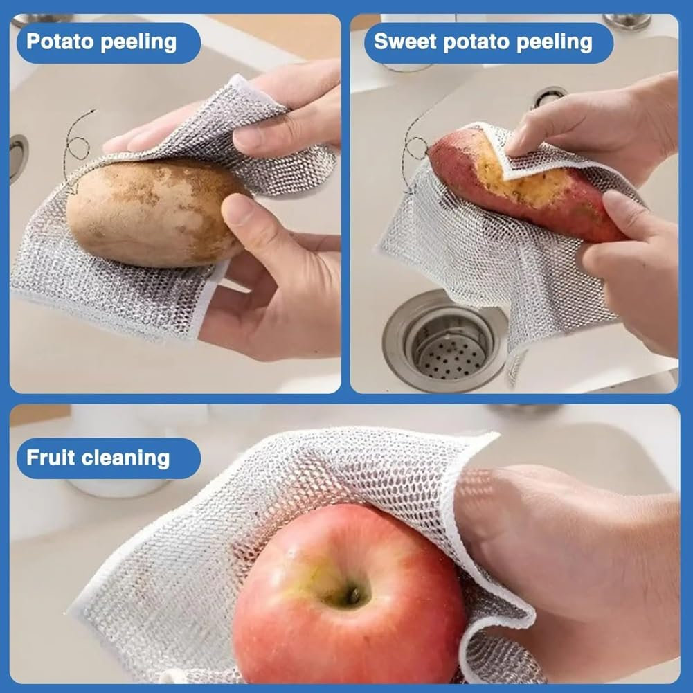 ZentoClean Non-Scratch Wire Cleaning Cloths – Multipurpose Reusable Dishwashing Rags