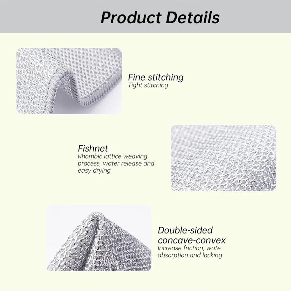 ZentoClean Non-Scratch Wire Cleaning Cloths – Multipurpose Reusable Dishwashing Rags