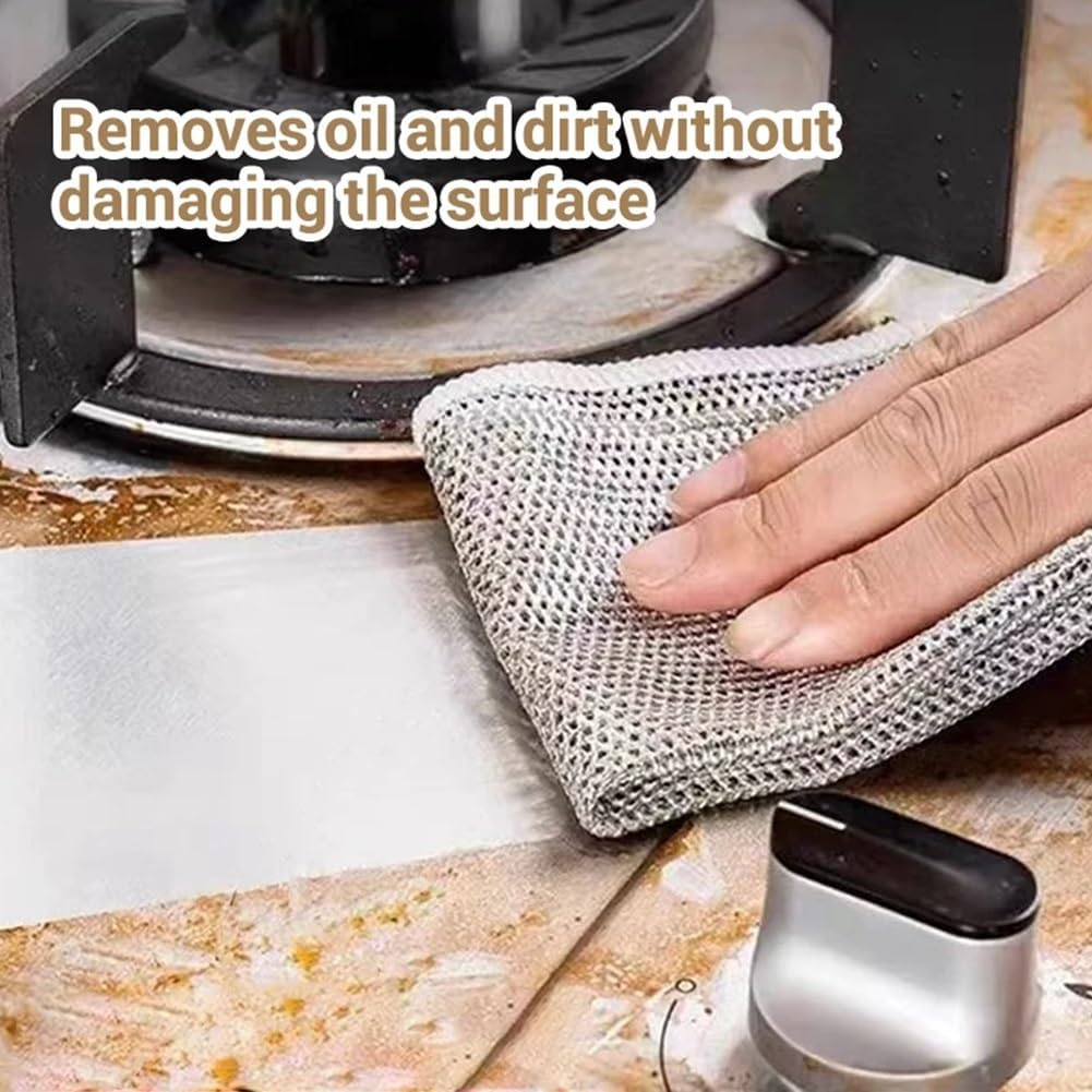 ZentoClean Non-Scratch Wire Cleaning Cloths – Multipurpose Reusable Dishwashing Rags