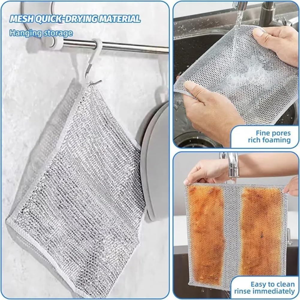 ZentoClean Non-Scratch Wire Cleaning Cloths – Multipurpose Reusable Dishwashing Rags