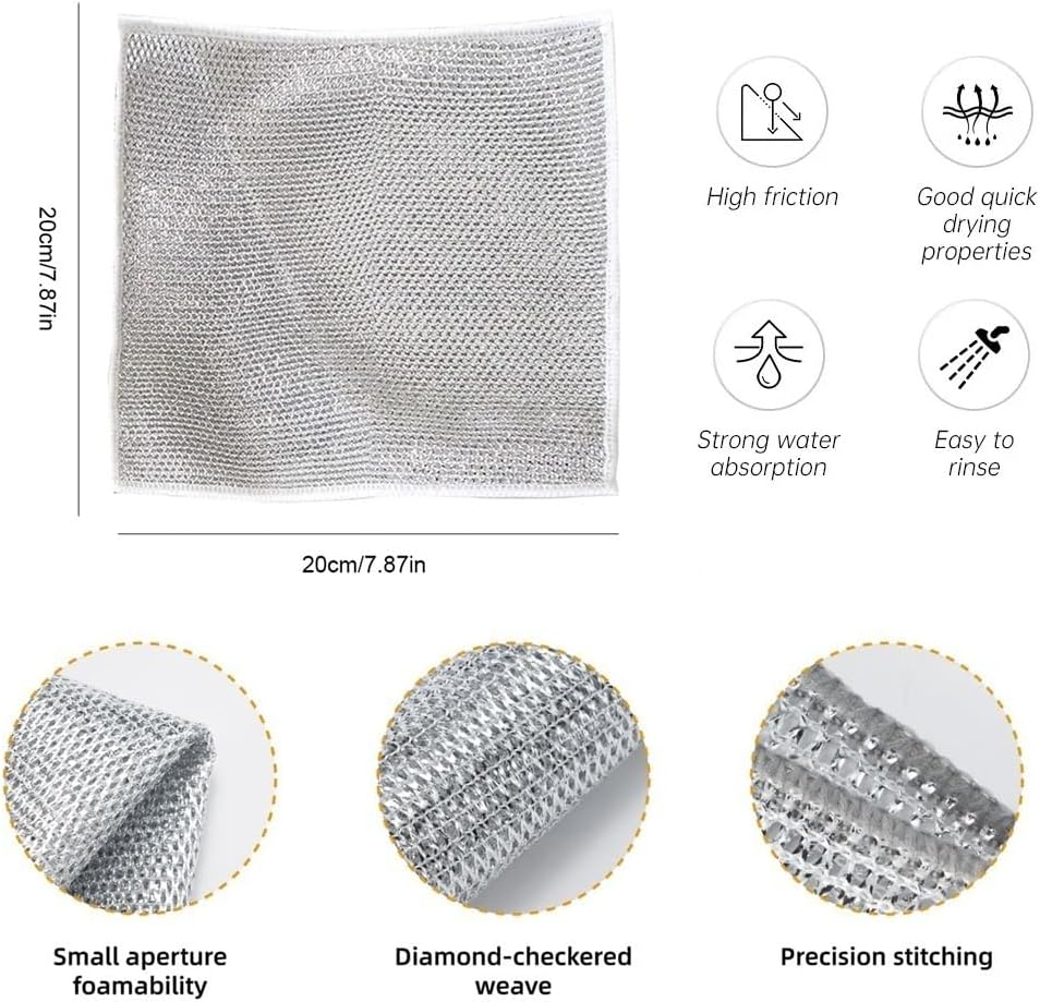 ZentoClean Non-Scratch Wire Cleaning Cloths – Multipurpose Reusable Dishwashing Rags