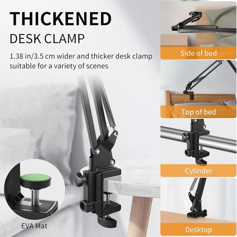 Phone Holder for Desk – Adjustable Long Arm Clip