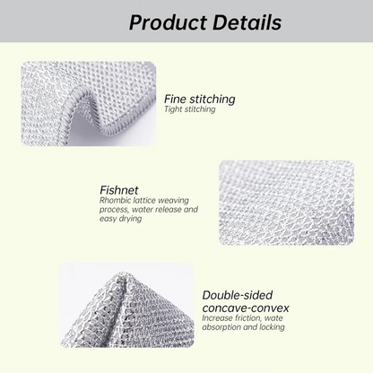 ZentoClean Non-Scratch Wire Cleaning Cloths – Multipurpose Reusable Dishwashing Rags