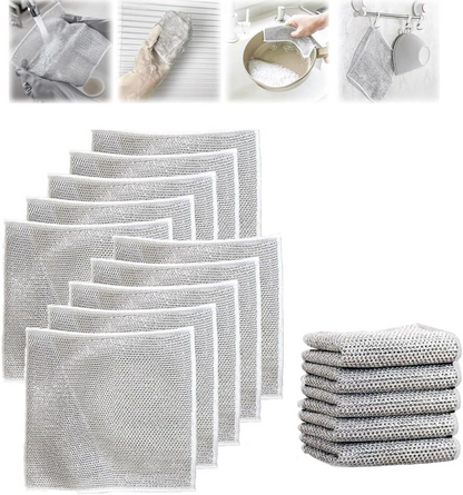 ZentoClean Non-Scratch Wire Cleaning Cloths – Multipurpose Reusable Dishwashing Rags