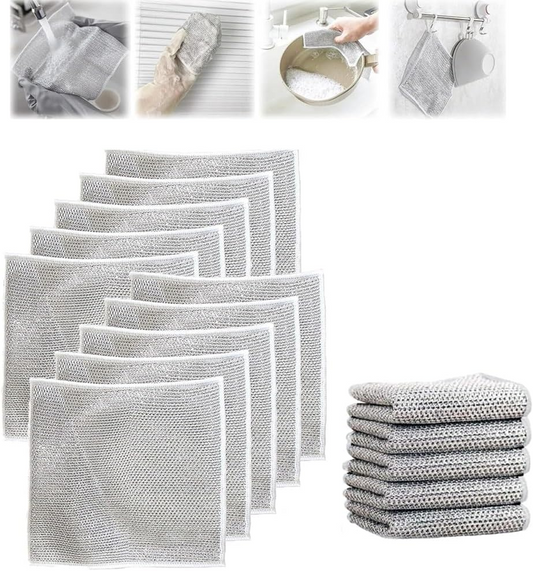ZentoClean Non-Scratch Wire Cleaning Cloths – Multipurpose Reusable Dishwashing Rags