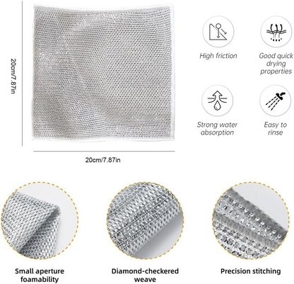 ZentoClean Non-Scratch Wire Cleaning Cloths – Multipurpose Reusable Dishwashing Rags