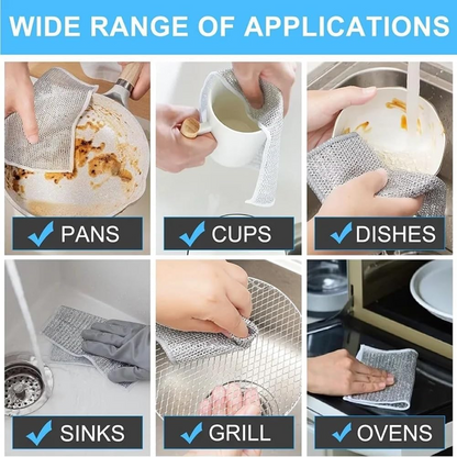 ZentoClean Non-Scratch Wire Cleaning Cloths – Multipurpose Reusable Dishwashing Rags