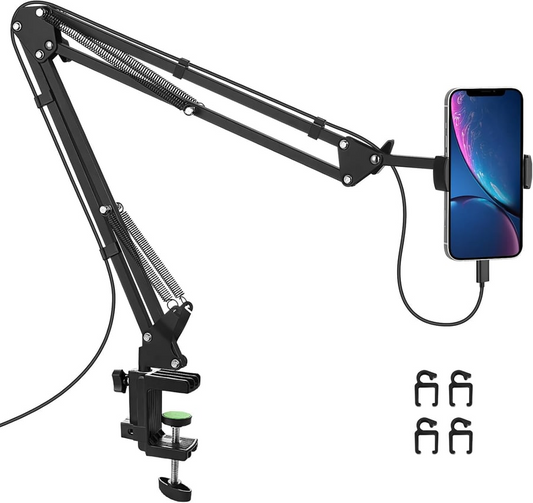 Phone Holder for Desk – Adjustable Long Arm Clip