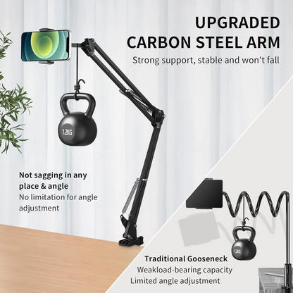 Phone Holder for Desk – Adjustable Long Arm Clip
